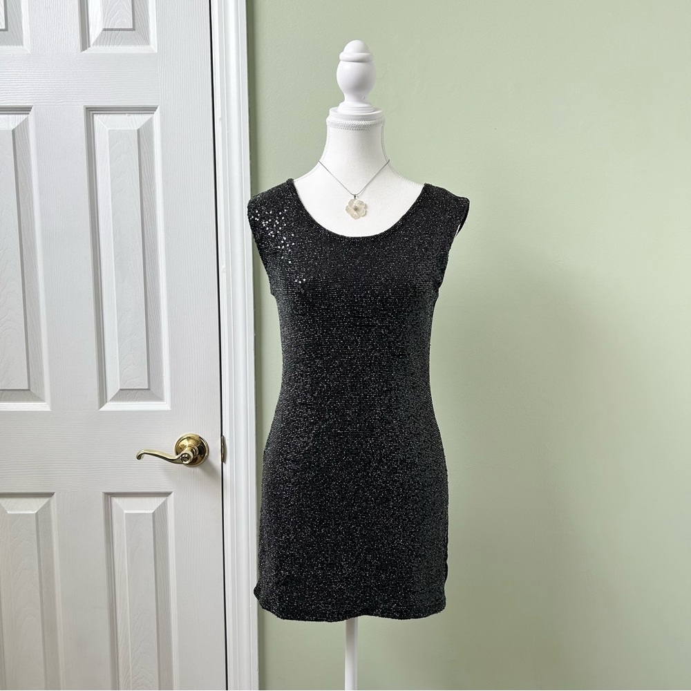 Black sequin mini dress